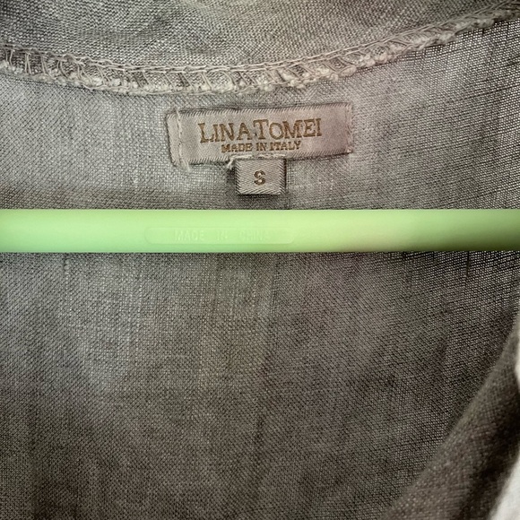 LINA TOMEI Made In Italy Linen Embroidered Shift Dress Cowl Neck Size small - Picture 5 of 6